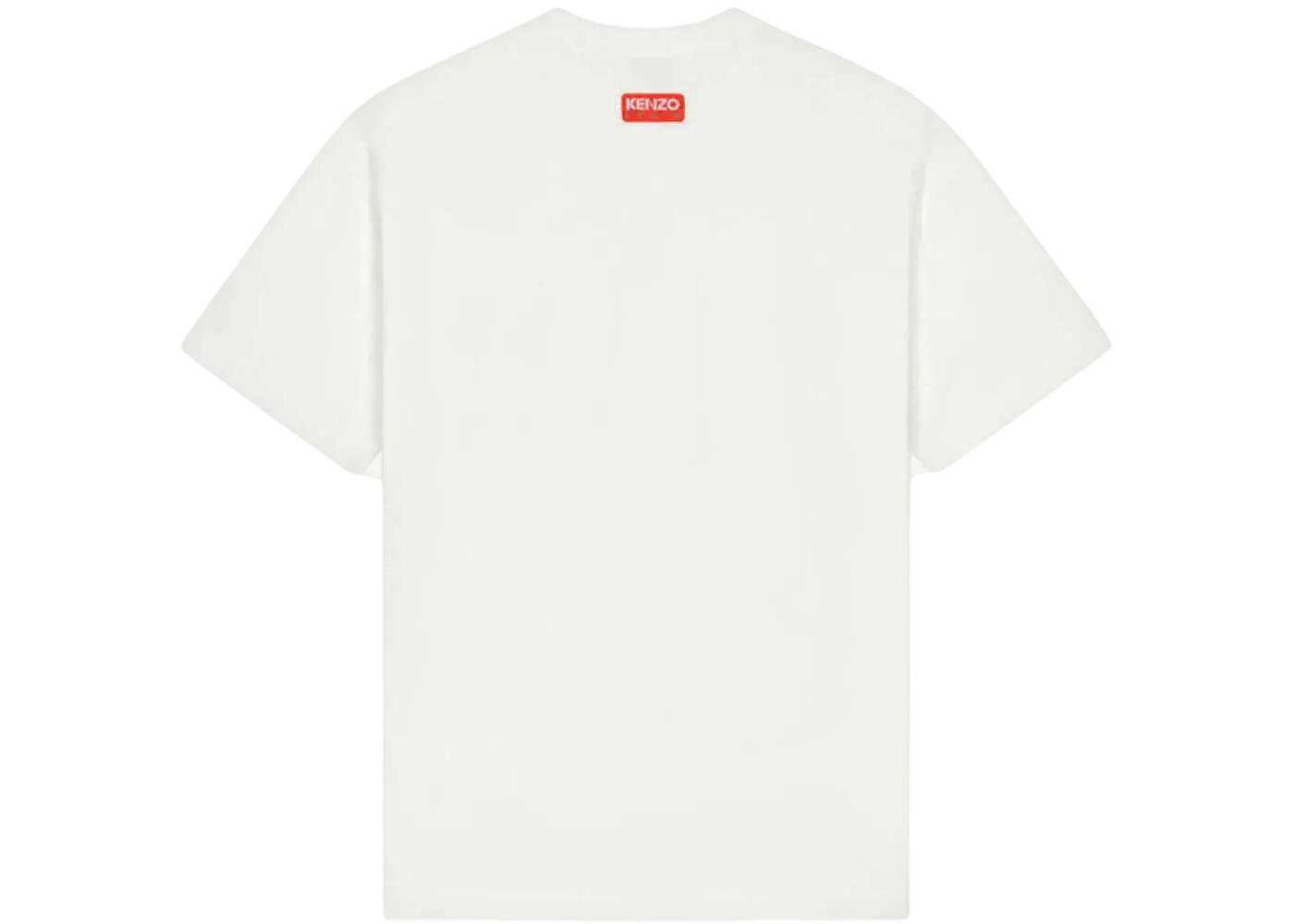 Women’s Kenzo Boke Crest off white short-sleeved t-shirt with small red rectangular logo at the neckline