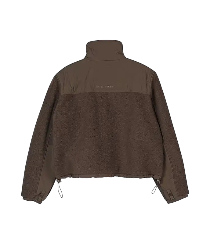 Women’s the north face x cecile bahnsen 1995 denali fleece jacket in soil brown with two-tone textured panels and high collar
