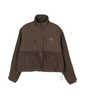 Women’s the north face x cecile bahnsen taupe two-tone fleece jacket with high collar zipper closure and zippered pockets
