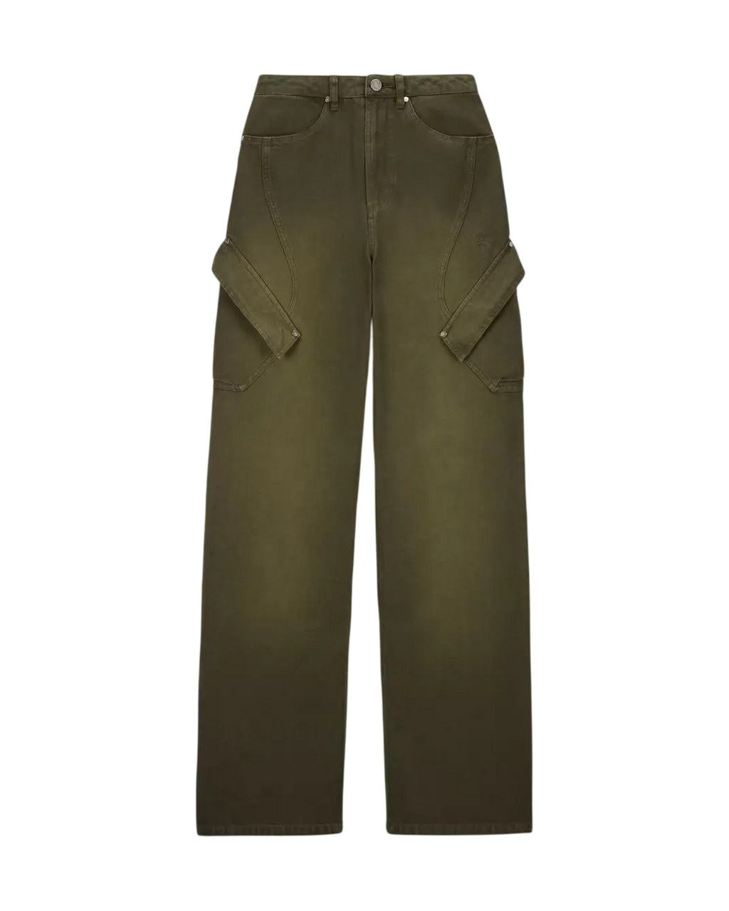 Women’s Travis Scott x Nike olive green cargo pants with flap pockets and button closure in khaki material