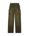 Women’s Travis Scott x Nike olive green cargo pants with flap pockets and button closure in khaki material
