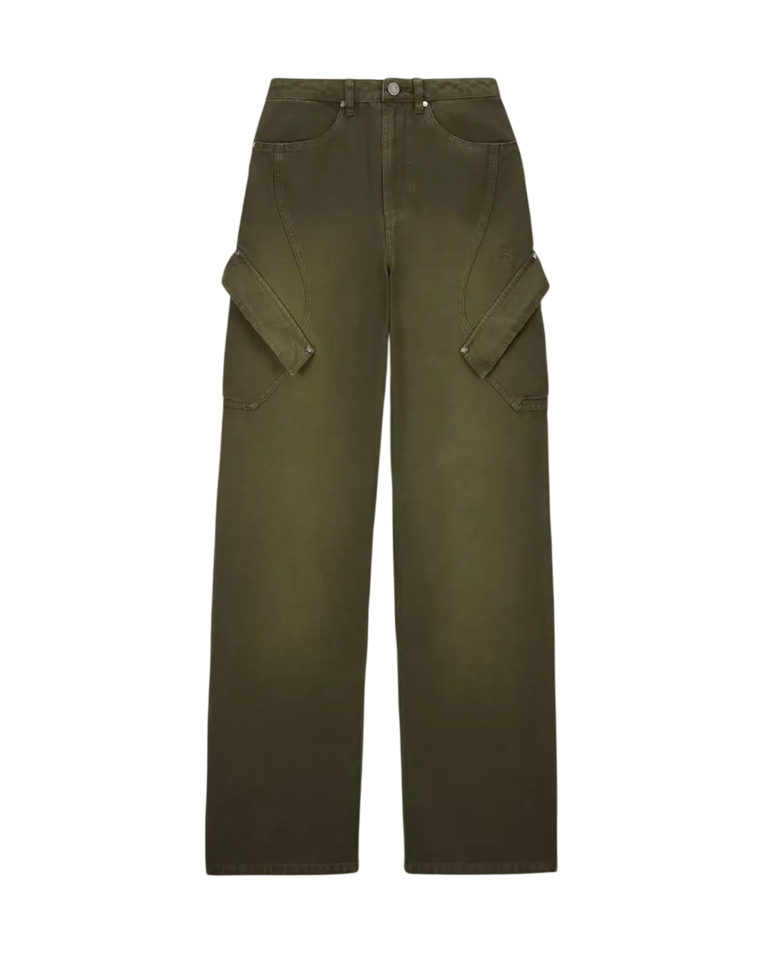 Women’s Travis Scott x Nike olive green cargo pants with flap pockets and button closure in khaki material
