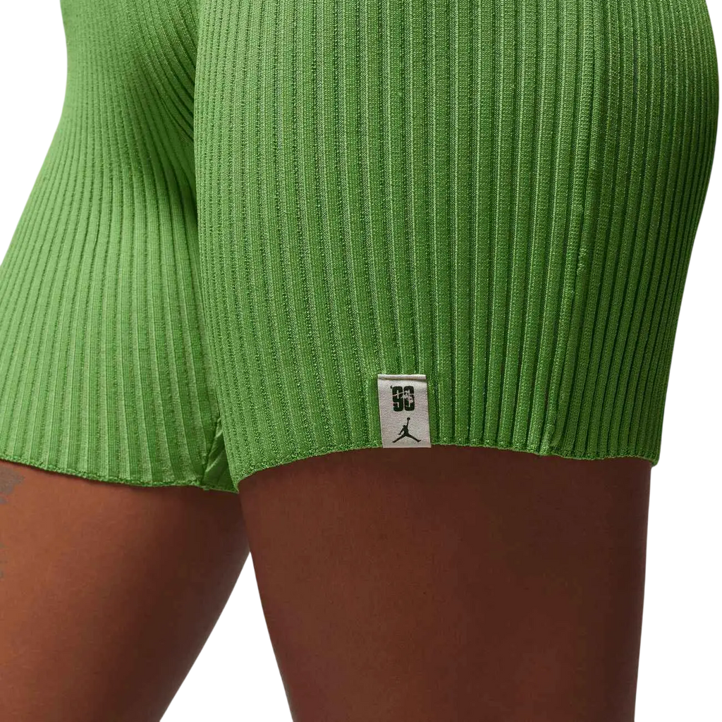Women’s union x jordan x bephie’s beauty supply vibrant lime green ribbed knit bike shorts with jumpman logo label