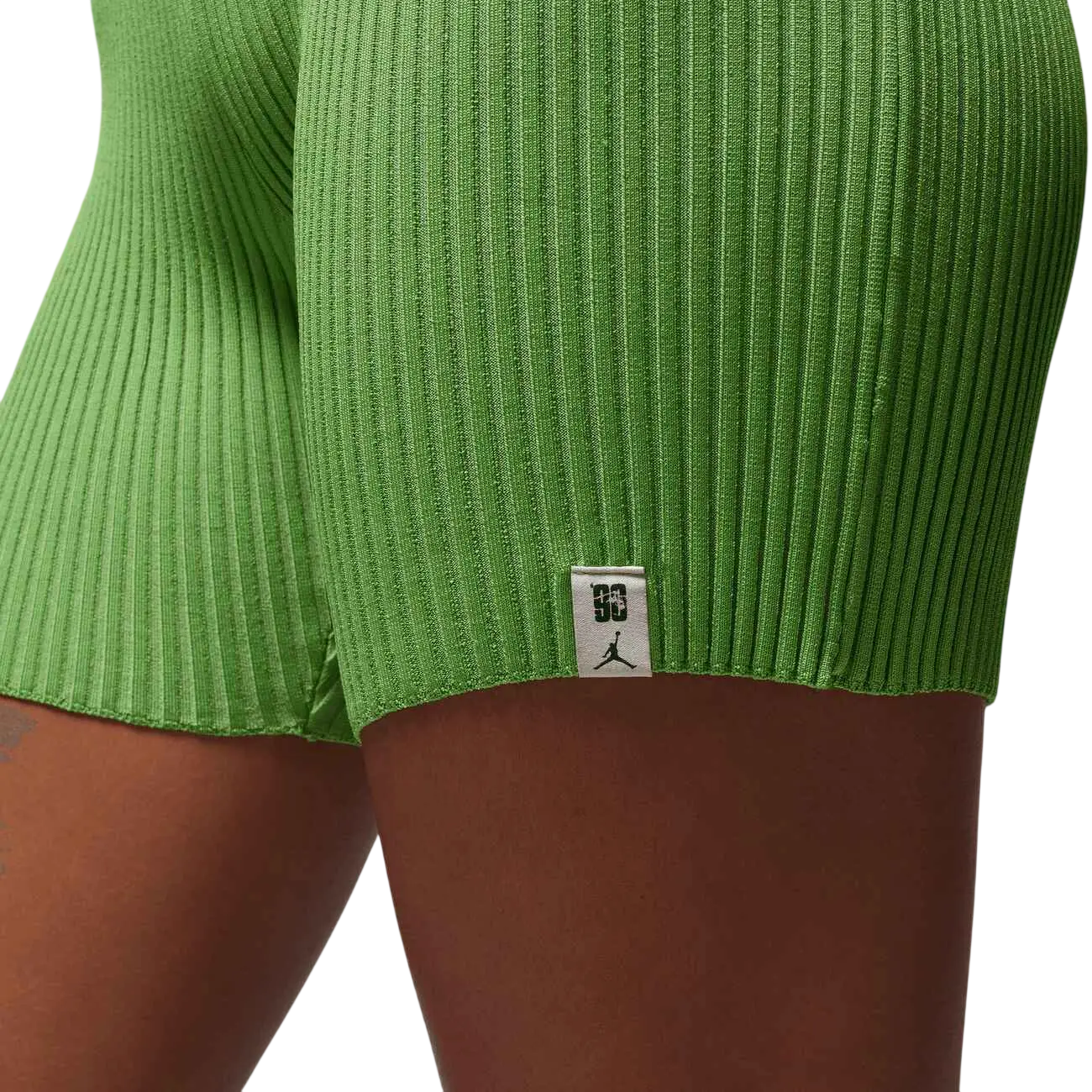 Women’s union x jordan x bephie’s beauty supply vibrant lime green ribbed knit bike shorts with jumpman logo label