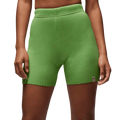 Vibrant lime green ribbed knit bike shorts with high-waisted design and brand tag by women’s union jordan bephies beauty supply